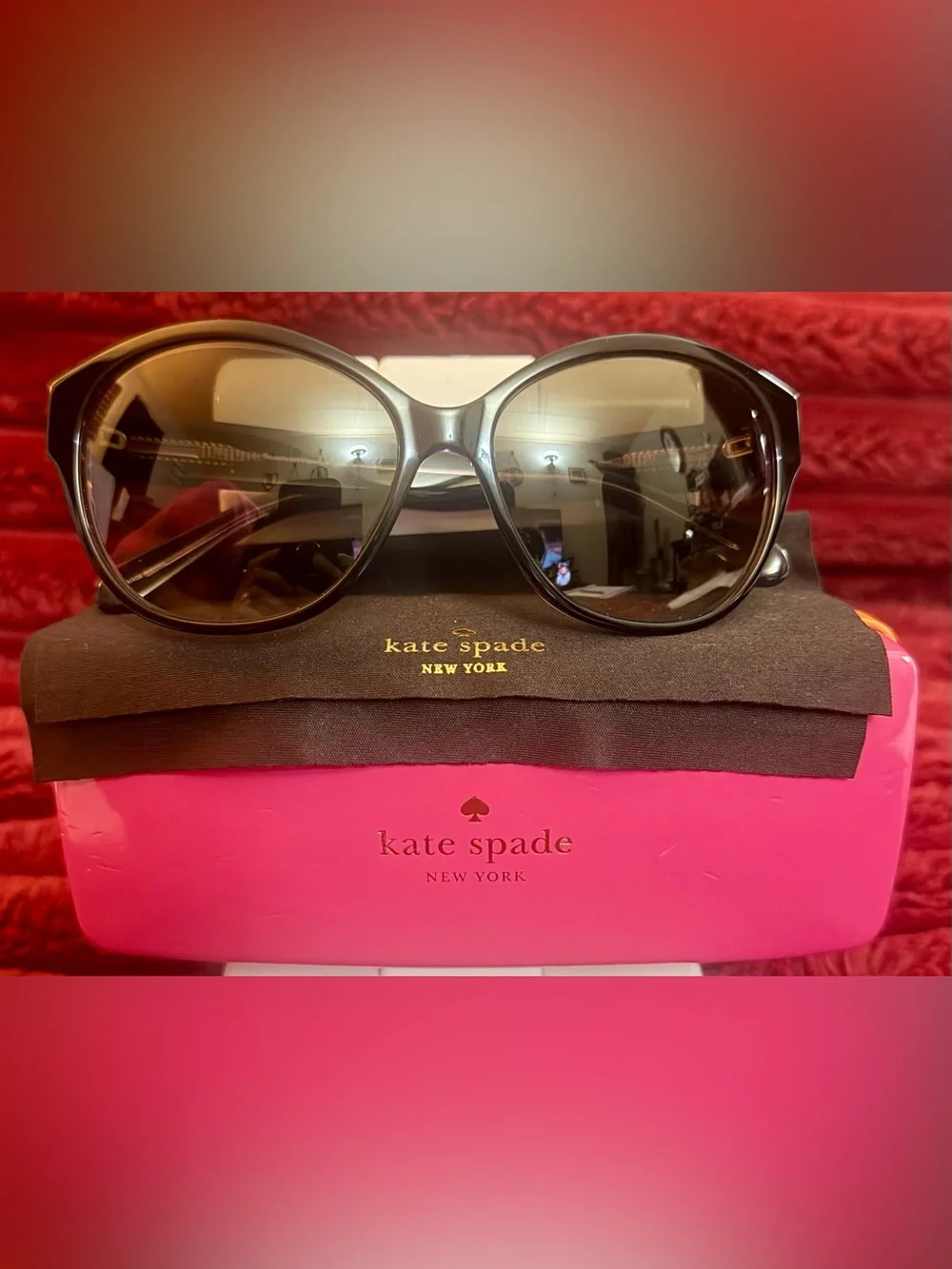 ♠️ Kate Spade Black Cat-Eye Women's Sunglasses with Gradient Lenses